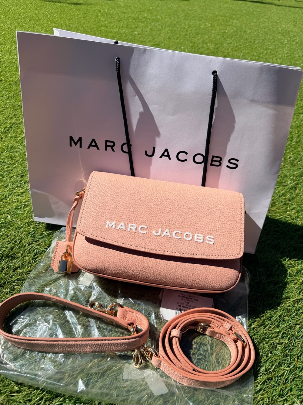 Marc Jacobs Peach Pink Pebbled Leather Crossbody Bag